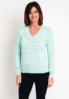 Micha V-Neck Cable Knit Sweater, Mint