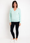 Micha V-Neck Cable Knit Sweater, Mint