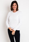 Micha Round Neck Cable Knit Sweater, White
