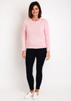 Micha Round Neck Cable Knit Sweater, Pink