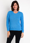 Micha Round Neck Cable Knit Sweater, Blue