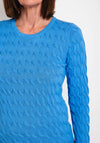Micha Round Neck Cable Knit Sweater, Blue