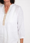 Micha Beaded Embellished Linen Shirt, White
