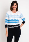 Micha Round Neck Zig Zag Sweater, Blue