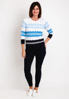 Micha Round Neck Zig Zag Sweater, Blue