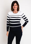 Micha Button Detail Striped Sweater, Navy & White