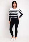 Micha Button Detail Striped Sweater, Navy & White