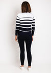 Micha Button Detail Striped Sweater, Navy & White
