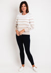 Micha Button Detail Striped Sweater, Beige & White