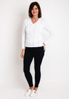 Micha V-Neck Zig Zag Embossed Sweater, White