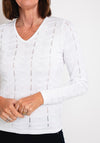 Micha V-Neck Zig Zag Embossed Sweater, White