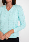 Micha V-Neck Zig Zag Embossed Sweater, Mint