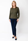 Micha Chiffon Cuff Textured Knit Jumper, Green