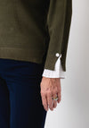 Micha Chiffon Cuff Textured Knit Jumper, Green