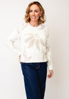 Micha Metallic Jacquard Fluffy Knit Jumper, White