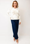 Micha Metallic Jacquard Fluffy Knit Jumper, White