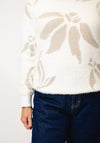 Micha Metallic Jacquard Fluffy Knit Jumper, White