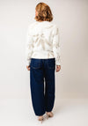 Micha Metallic Jacquard Fluffy Knit Jumper, White