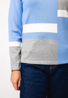 Micha Colour Block Frill Neck Jumper, Blue