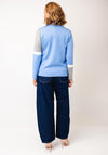 Micha Colour Block Frill Neck Jumper, Blue