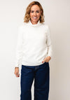 Micha Diamond Textured Knit Roll Neck Jumper, White