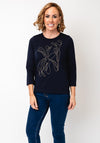 Micha Chain Embellished Cropped Sleeve Top, Navy