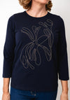 Micha Chain Embellished Cropped Sleeve Top, Navy