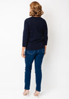 Micha Chain Embellished Cropped Sleeve Top, Navy