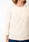 Micha Chain Embellished Cropped Sleeve Top, Beige