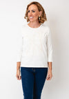 Micha Chain Embellished Cropped Sleeve Top, White