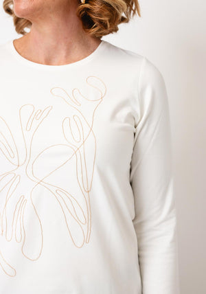 Micha Chain Embellished Cropped Sleeve Top, White