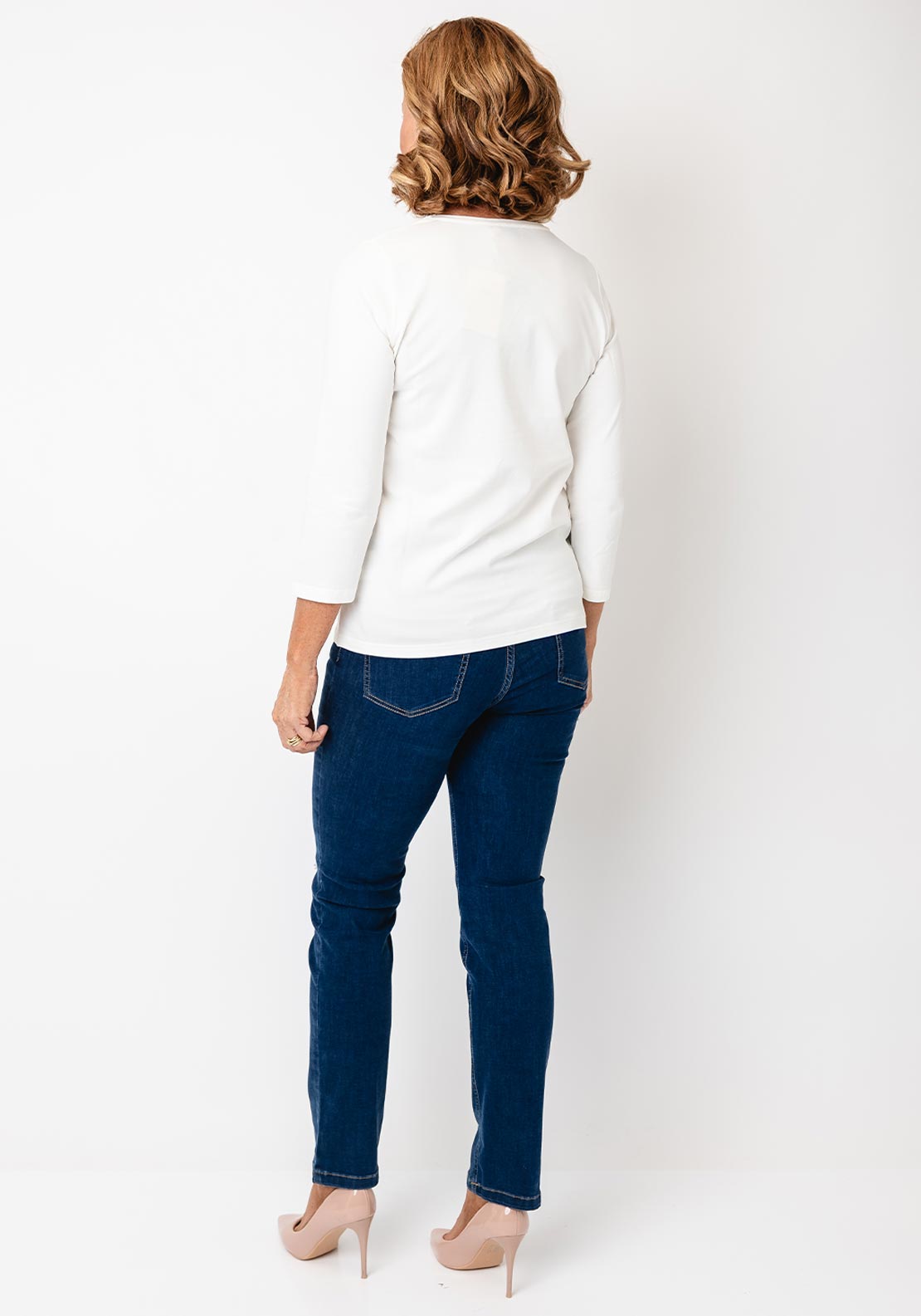 Micha Chain Embellished Cropped Sleeve Top, White