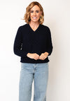 Micha Textured Knit V Neck Jumper, Navy