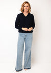 Micha Textured Knit V Neck Jumper, Navy