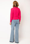 Micha Textured Knit V Neck Jumper, Fuchsia Pink