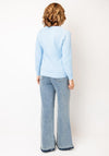 Micha Textured Knit V Neck Jumper, Light Blue