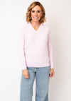 Micha Textured Knit V Neck Jumper, Light Pink