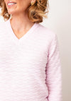 Micha Textured Knit V Neck Jumper, Light Pink