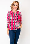 Micha Abstract Print Top, Pink