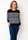 Micha Striped Fine Knit Jumper, Navy & White