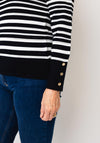 Micha Striped Fine Knit Jumper, Navy & White