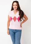 Micha Knitted Patterned Vest, Pink Multi