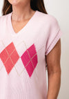 Micha Knitted Patterned Vest, Pink Multi