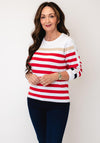 Micha Strip Detail Fine Knit Jumper, Red