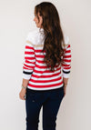 Micha Strip Detail Fine Knit Jumper, Red