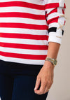Micha Strip Detail Fine Knit Jumper, Red