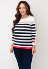 Micha Strip Detail Fine Knit Jumper, Navy