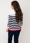 Micha Strip Detail Fine Knit Jumper, Navy