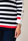 Micha Strip Detail Fine Knit Jumper, Navy
