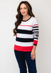 Micha Strip Colour Block Detail Fine Knit Jumper, Red
